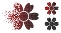 Fractured Dot Halftone Flower Icon