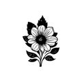 Flower Icon hand draw black colour day of the dead logo symbol perfect Royalty Free Stock Photo