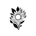Flower Icon hand draw black colour day of the dead logo symbol perfect Royalty Free Stock Photo
