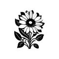 Flower Icon hand draw black colour day of the dead logo symbol perfect Royalty Free Stock Photo