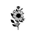 Flower Icon hand draw black colour day of the dead logo symbol perfect Royalty Free Stock Photo