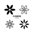 Flower icon set black and white Royalty Free Stock Photo