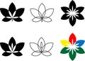 Flower icon set. Flat logo with floral elements collection for d Royalty Free Stock Photo