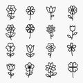 Flower Icon Set. Flat vector illustration isolated on white background Royalty Free Stock Photo