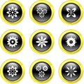 Black Gold Glassy Bubble Button Flower Icons