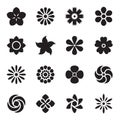 Flower icons. Black icons isolated on a white background. Vector illustration