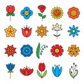 Flower icons set. Modern Thin Contour Line