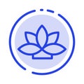 Flower, India, Lotus, Plant Blue Dotted Line Line Icon