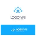 Flower, India, Lotus, Plant Blue Outline Logo Place for Tagline