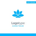 Flower, India, Lotus, Plant Blue Solid Logo Template. Place for Tagline