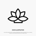 Flower, India, Lotus, Plant Line Icon Vector