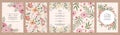 Flower invitations. Autumn wedding frame, pattern card or menu art cover, sage floral poster, girl dahlia bouquet Royalty Free Stock Photo