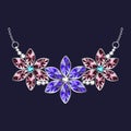 Flower jewelry necklace icon, realistic style