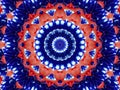 Flower kaleidoscope pattern abstract background. Red blue navy abstract fractal kaleidoscope background. Floral abstract fractal p Royalty Free Stock Photo