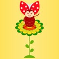 Flower and Ladybug Illustration