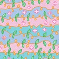 Flower leaf hole horizontal seamless pattern