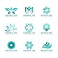 Flower and leaf logo vector set design for Beauty spa salon or hotel Royalty Free Stock Photo