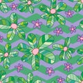 Flower leaf petal chervon seamless pattern