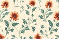 Flower leaf seamless floral nature rose textile blue vintage pattern wallpaper Royalty Free Stock Photo