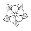 Flower with leaves old school classic traditional tattoo. Hand Drawn Black Outline Doodle Logo Icon. Coloring book page. Stock