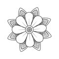 Flower with leaves old school traditional classic tattoo. Hand Drawn Black Outline Doodle Logo Icon. Coloring book page. Stock
