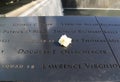 Flower left at the National 9/11 Memorial at Groun