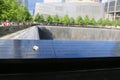 Flower left at the National 9 11 Memorial at Ground Zero in Lower Manhattan