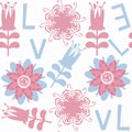 Flower and letters seamless pattern. It is located in swatch men Royalty Free Stock Photo