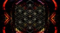 Flower of life on black background and light effect. Sacred geometry. Royalty Free Stock Photo