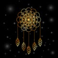 Flower of life Sacred geometry dream catcher in gold Royalty Free Stock Photo