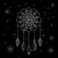 Flower of life Sacred geometry dream catcher in silver Royalty Free Stock Photo