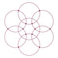 Flower of life scientific tattoo sketch with mystic interlocking circles ancient symbol.