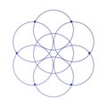 Flower of life scientific tattoo sketch with mystic interlocking circles ancient symbol.