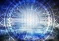 Flower of life symbol, portal, life soul journey through abstract Universe doorway Royalty Free Stock Photo