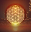 Flower of life symbol in the sky, portal, life