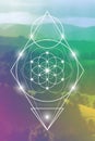 Flower of life. Tree of life. Sacred geometry spiritual new age futuristic illustration Royalty Free Stock Photo