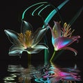 flower lily on the water neon picture hanging poster banner.