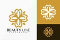 Flower Line Art Beauty Line Logo Vector Design. Abstract emblem, designs concept, logos, logotype element for template Royalty Free Stock Photo