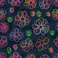 Flower line pastel color seamless pattern Royalty Free Stock Photo