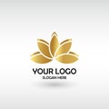 Gold Flower Logo abstract Beauty Spa salon Cosmetics brand Linear style