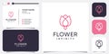 Flower logo with infinity line concept Premium Vector Royalty Free Stock Photo
