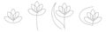 Flower lotus continuous line vector illustration set with editable stroke for floral design or logo.