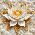 A Flower Lotus marble golden white ai generator