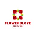 Flower love quality flat trend brand icon vector