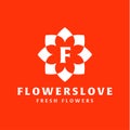 Flower love quality flat trend brand icon vector