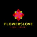 Flower love quality flat trend brand icon vector