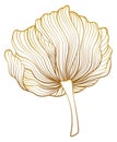 Flower in luxury elegant asian style. Golden line texture