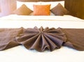 Flower made from Brown Towel and Throw Pillows