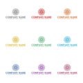 Flower mandala logo template icon isolated on white background. Set icons colorful Royalty Free Stock Photo