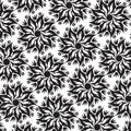 Flower Mandala Seamless Pattern - Black and White Colors